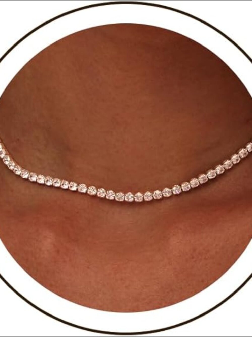 14K Yellow Gold Tennis Necklace Rhinestone Butterfly Choker Dainty